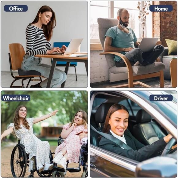 Ergonomic Memory Foam Car Seat Cushion Sciatica Pain Relief Tailbone Support Pad - Picture 6 of 7